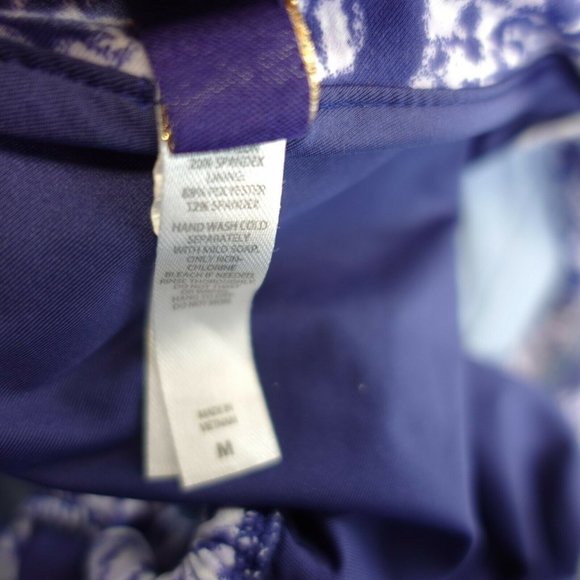 MAR Women Navy Blue Bikini Top MEDIUM Triangle Halter Strappy‎ Front Gold buckle - Picture 9 of 10